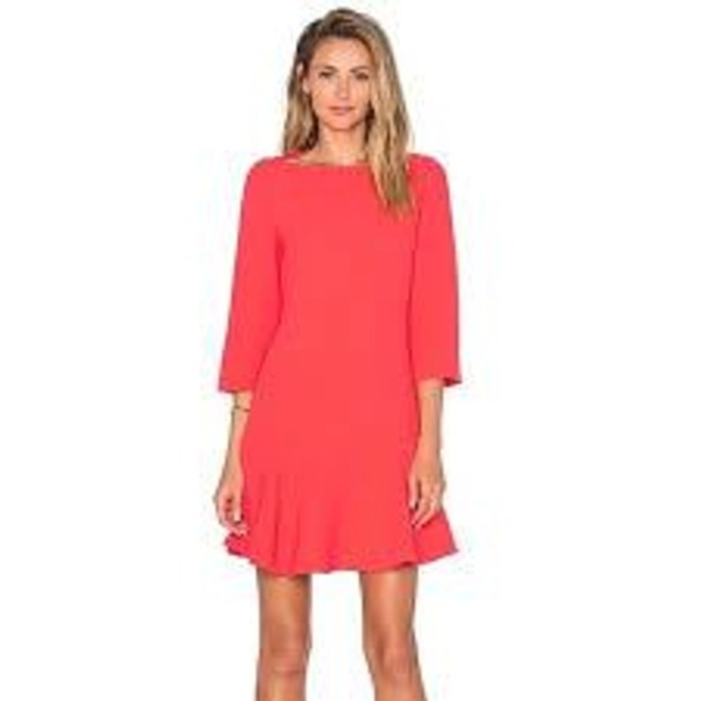Kate Spade New York Size 2 Caution to the Wind Crepe Flounce Dress in‎ Coral